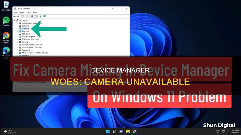 do not see camera in device manager