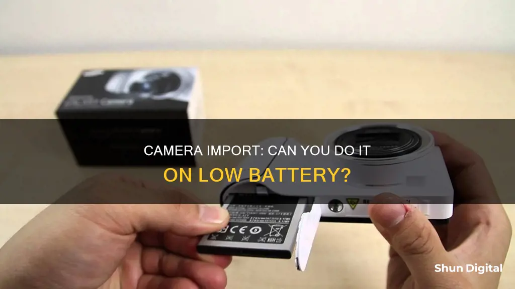 does a camera let you import on low battery