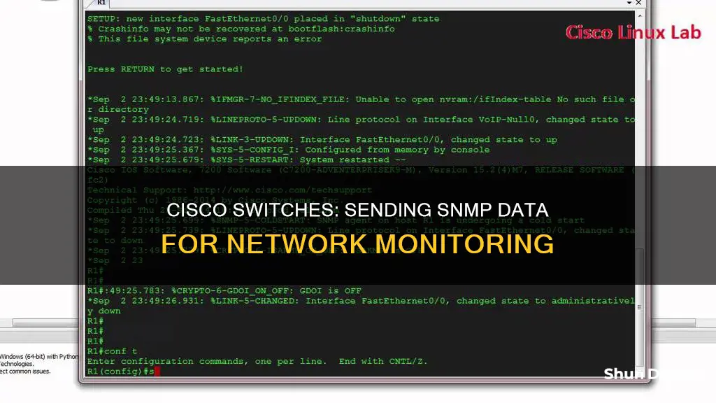 how does a cisco switch send snmp to a monitor