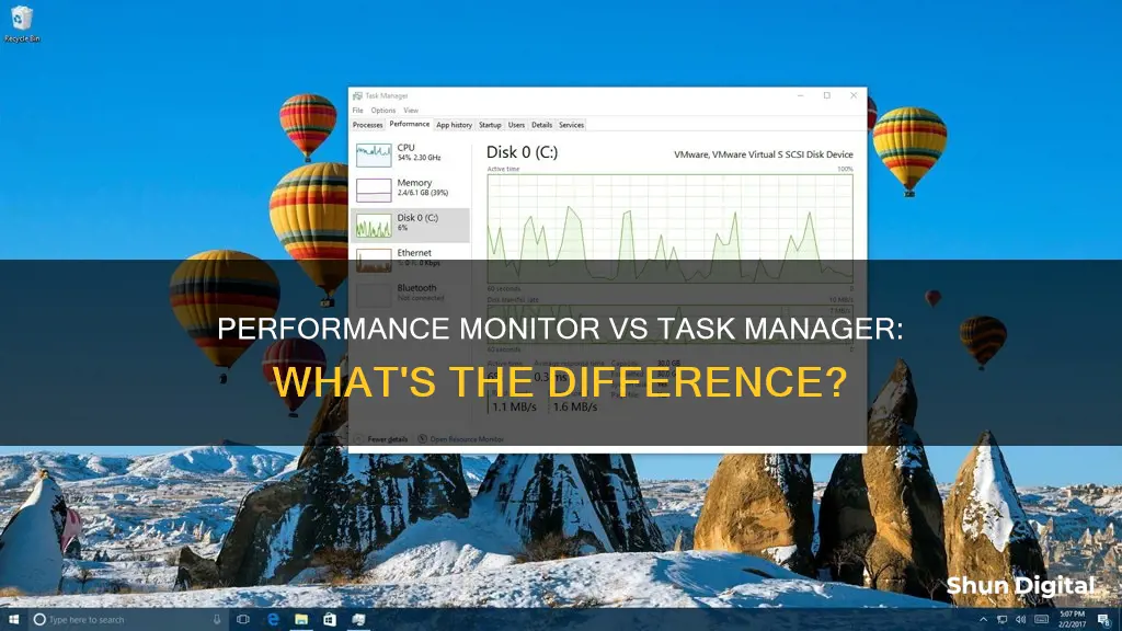 how does performance monitor differ from task manager