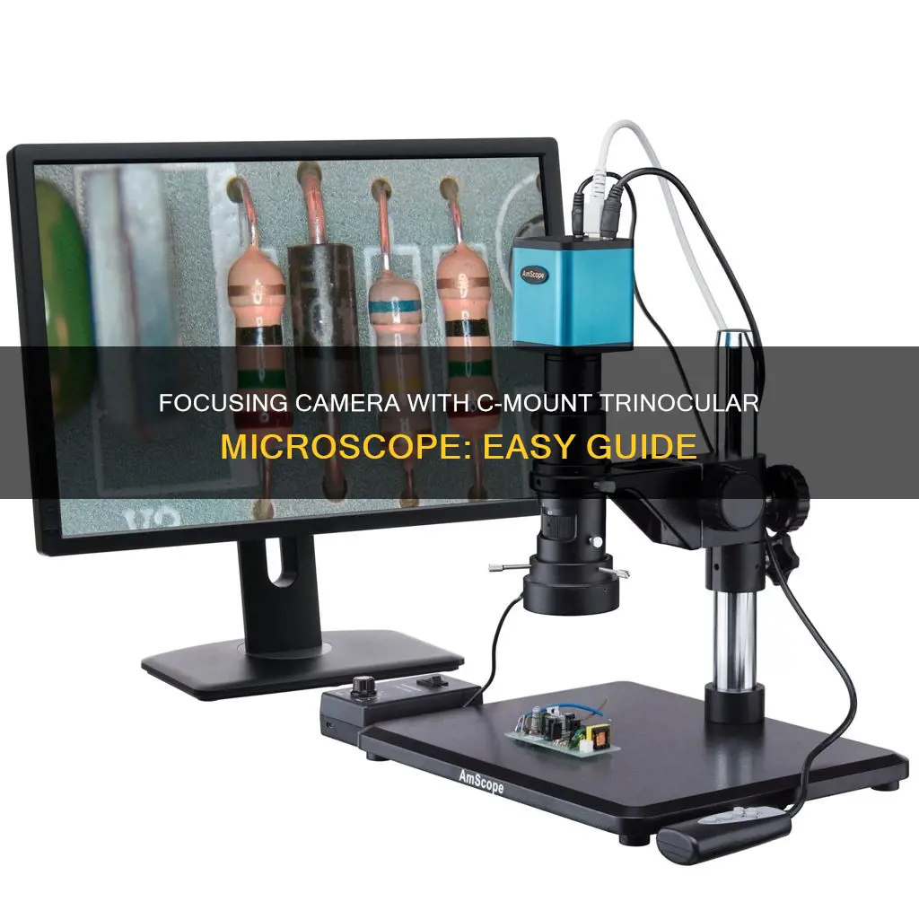 how focus camera with c mount trinocular microscope