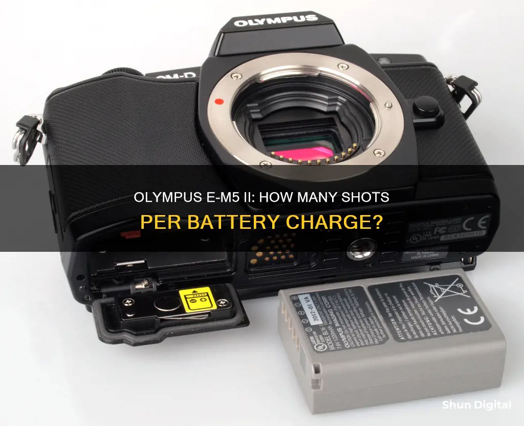 how many shots with e-m5 ii olympus camera battery