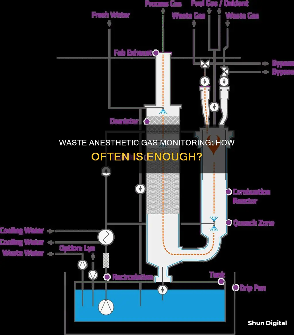 how often should waste anesthetic gas monitoring be performed