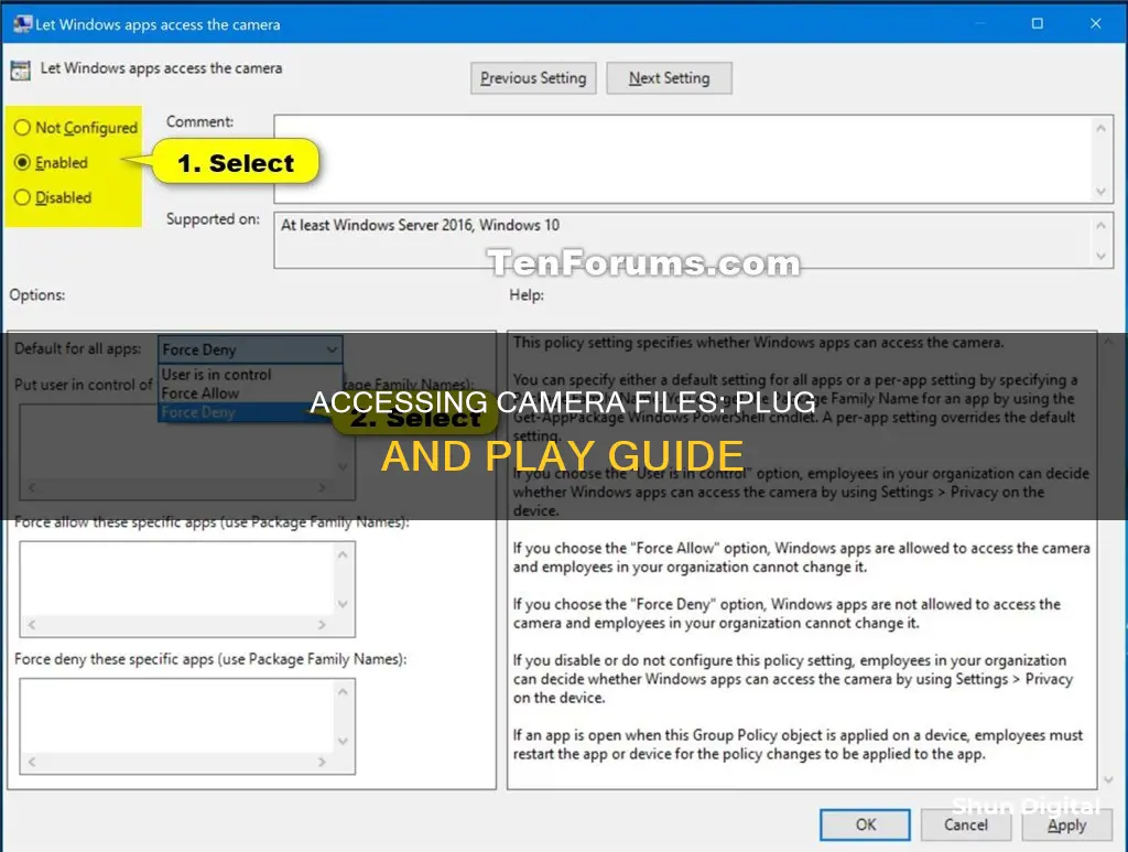 how to acces files from a camera plugged into computer