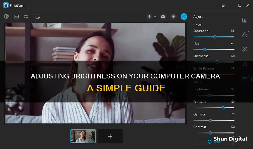 how to adjust brightness on computer camera