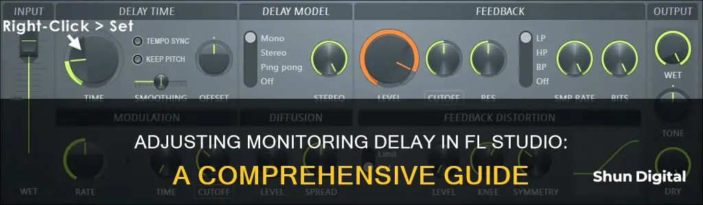 how to alter the delay on monitoring fl studio