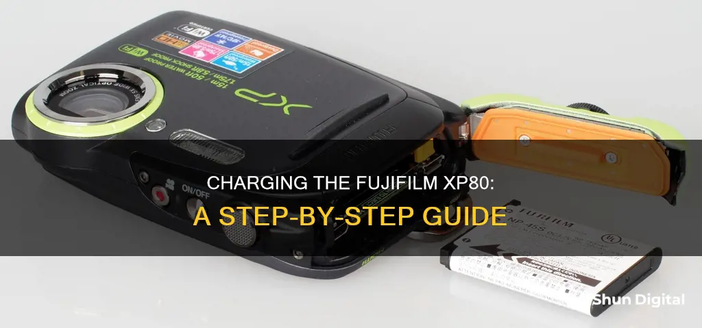 how to charge fujifilm xp80 camera