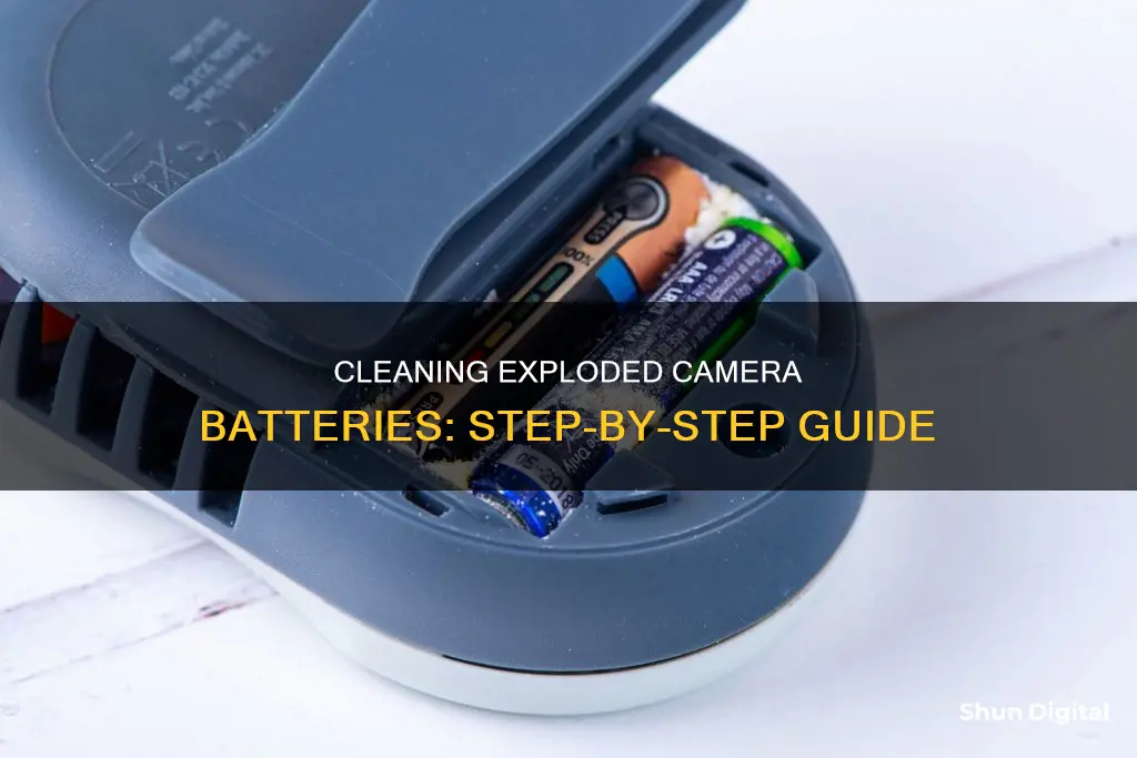 how to clean exploded battery in camera