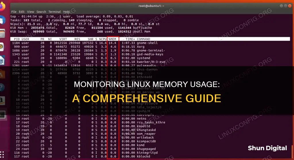 how to continuously monitor memory usage in linux