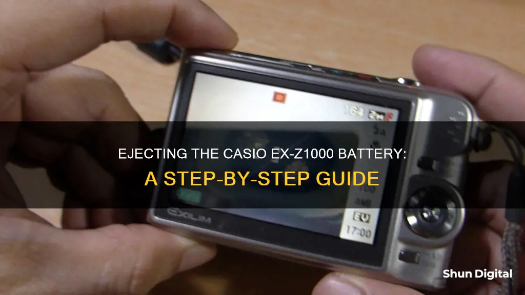 how to eject the battery in an casio ex-z1000 camera