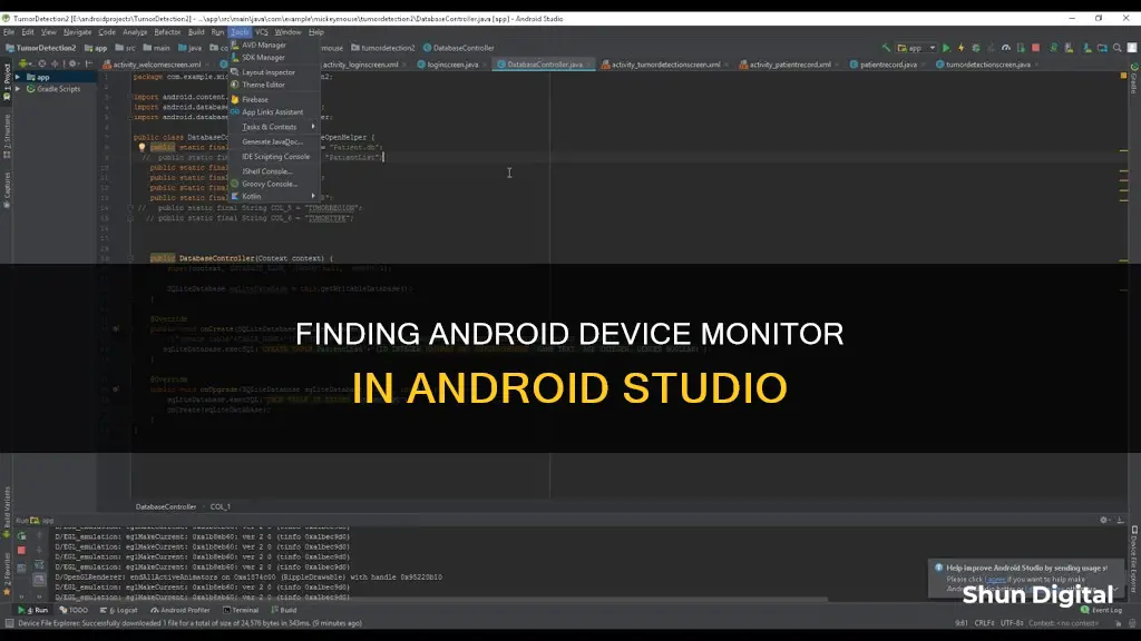 how to find android device monitor in android studio