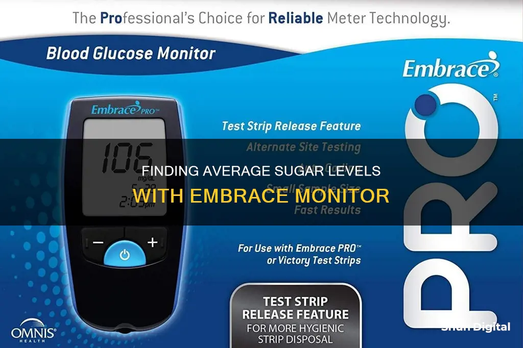 how to find average sugar on an embrace monitor