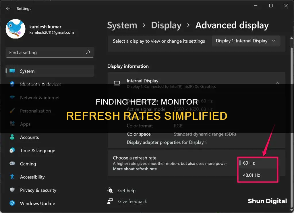 how to find hertz of a monitor