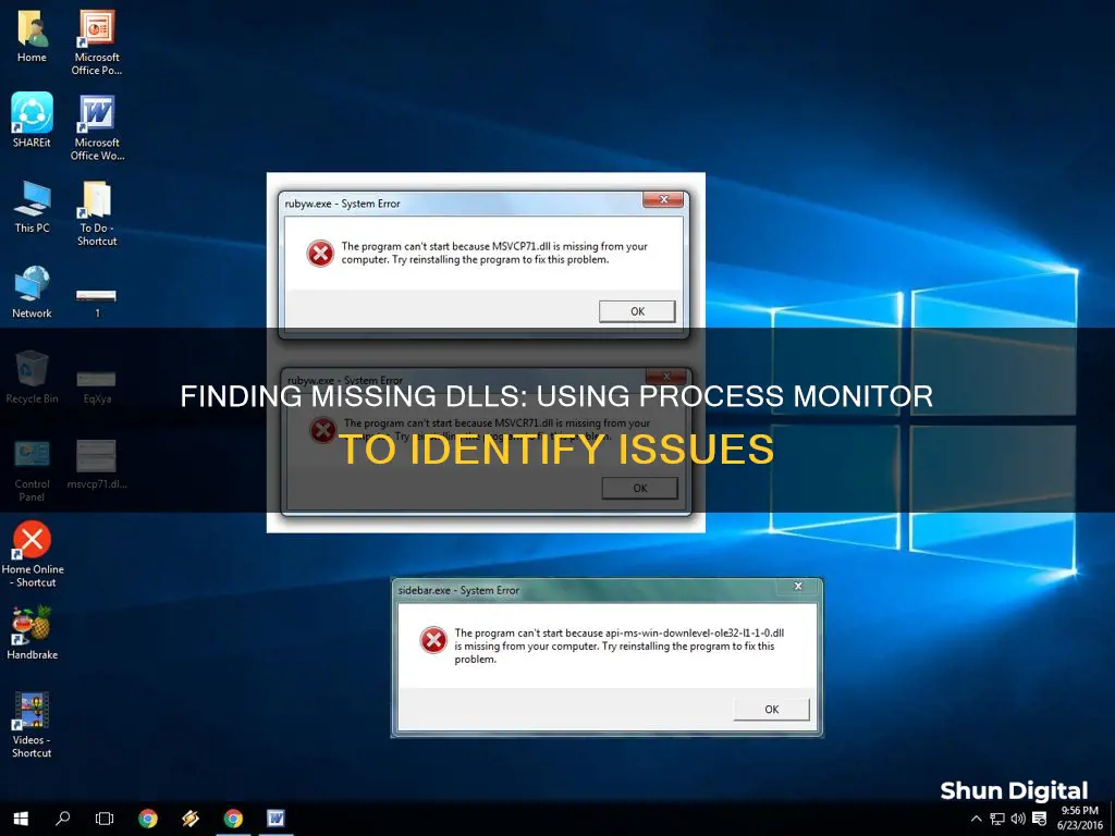 how to find missing dlls with process monitor