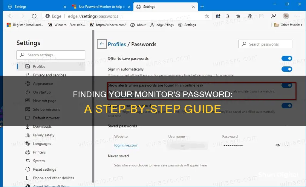 how to find monitor password