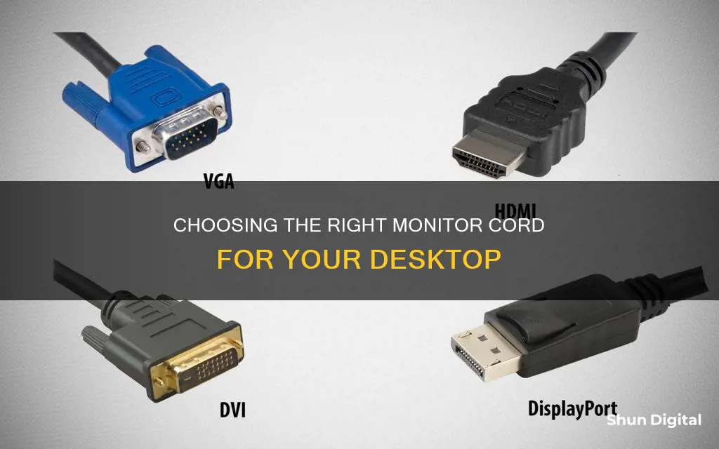 how to find right monitor chord for my desktop