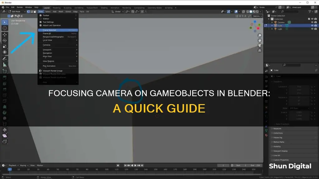 how to focus camera on gameobject blender