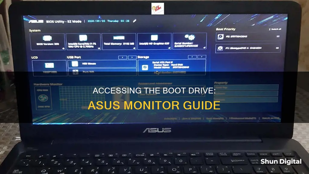 how to go into boot drive asus monitor