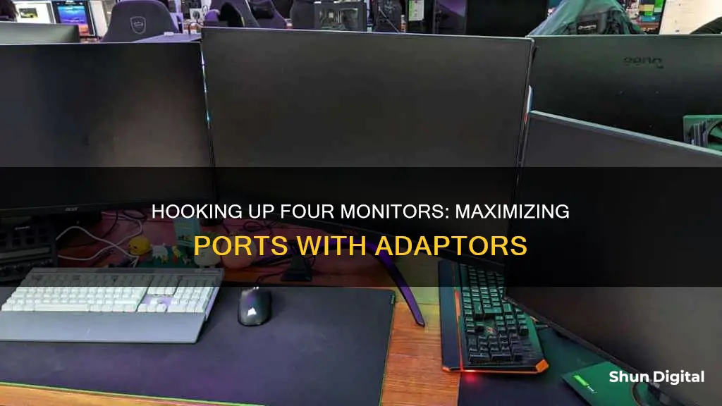 how to hook up 4 monitors with only 3 port