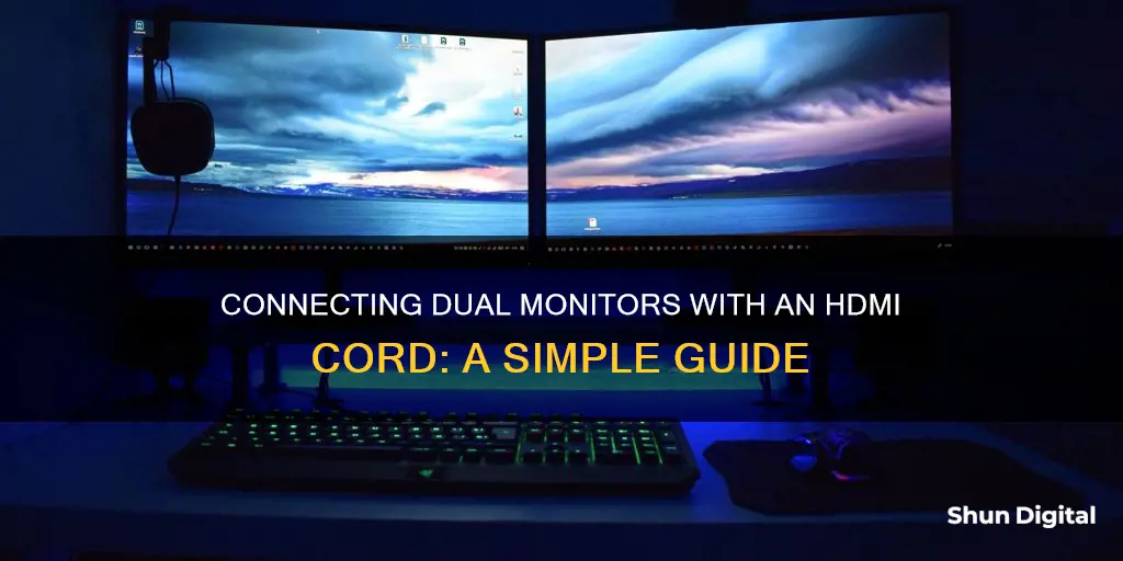 how to hook up double monitors with hdmi cord