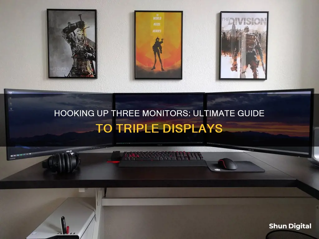 how to hook up three monitors