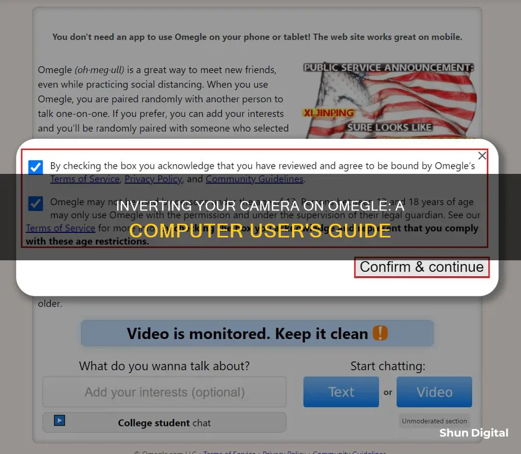 how to invert your camera on omegle on computer