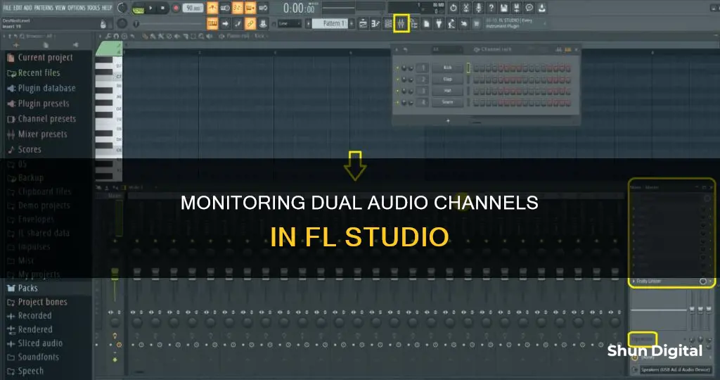 how to monitor both audio channels in fl studio