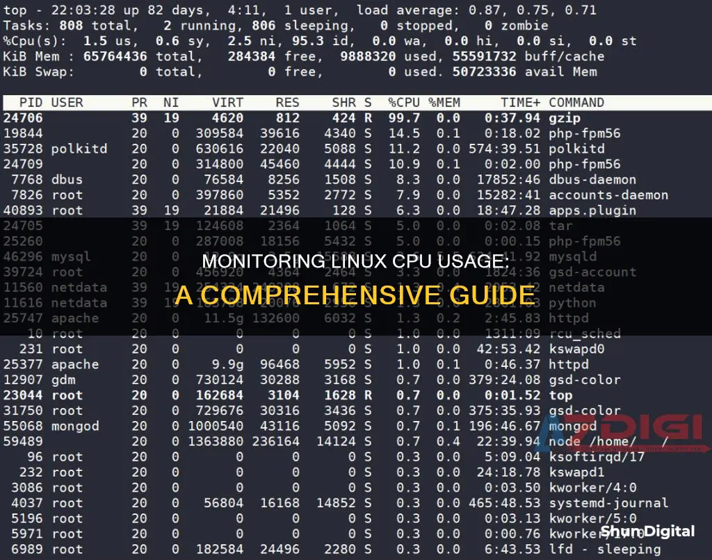 how to monitor cpu usage in linux