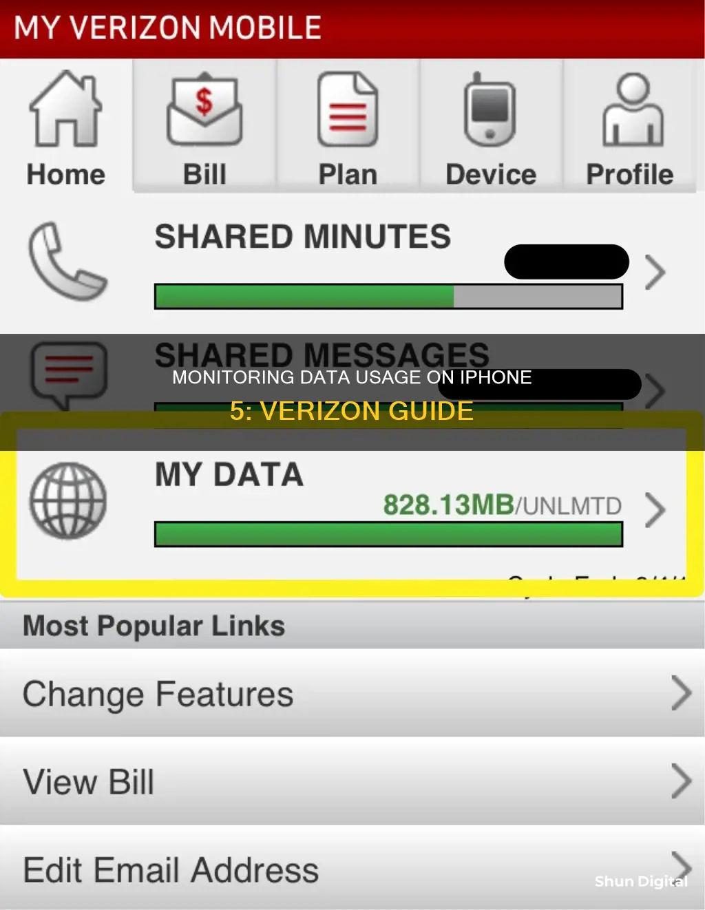 how to monitor data usage on iphone 5 verizon