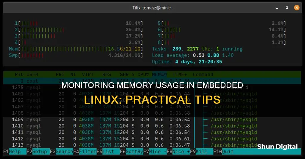 how to monitor memory usage embedded linux