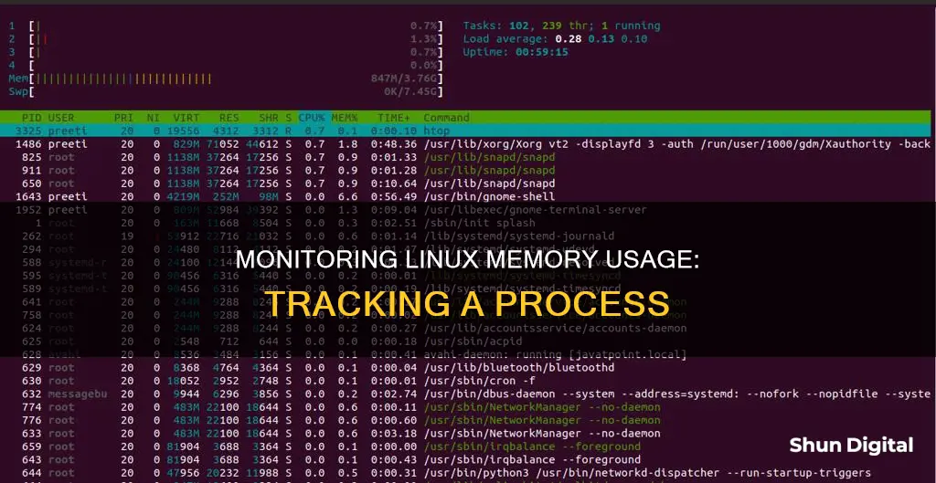 how to monitor memory usage of a process in linux