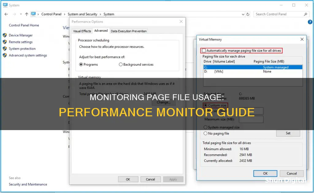 how to monitor page file usage with performance monitor