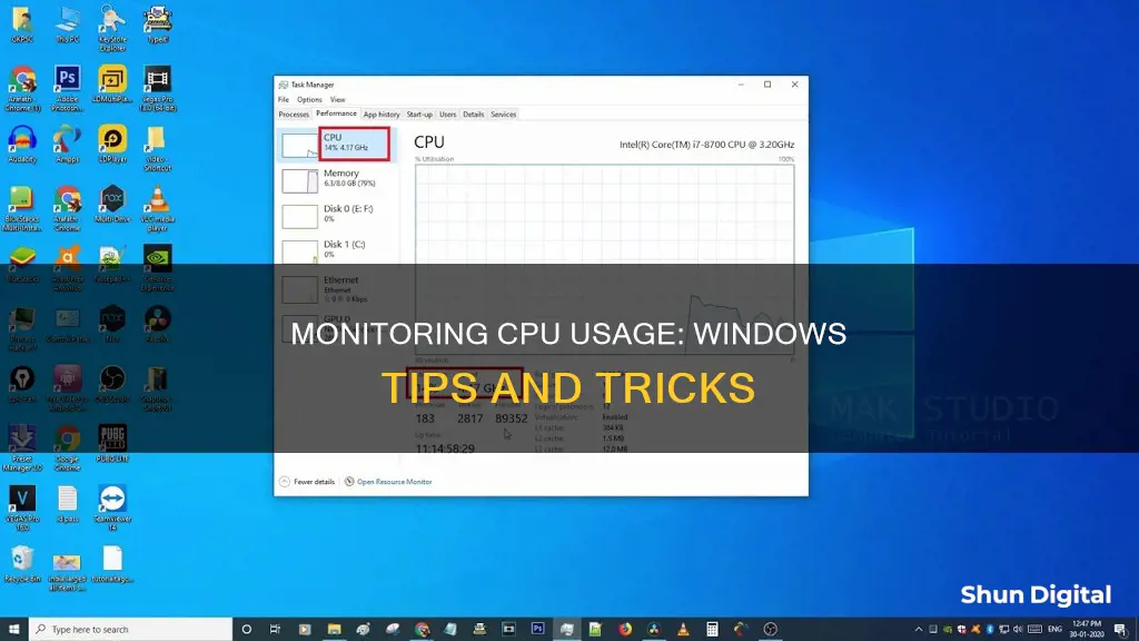 how to monitoring cpu usage in windos