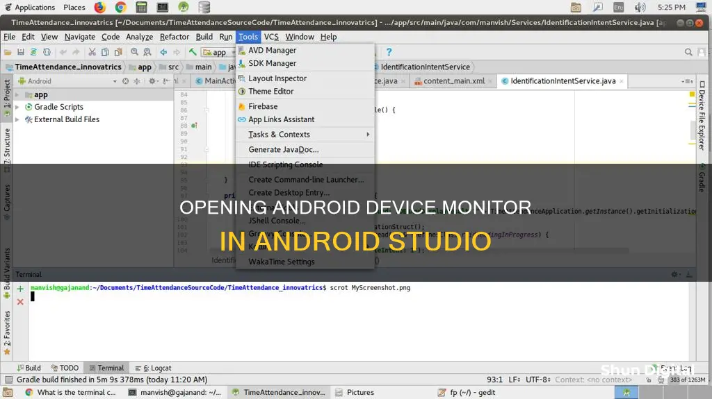 how to open android device monitor in android studio