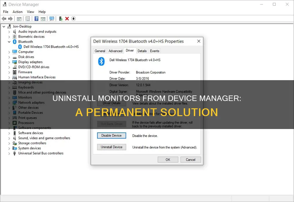 how to permanently remove a monitor from device manager