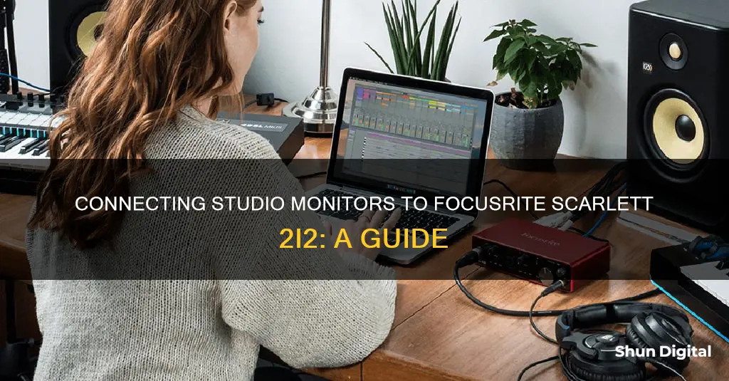 how to plug studio monitors into the focusrite scarlett 2i2