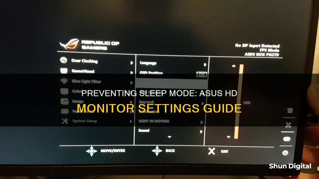 how to prevent asus hd monitor from sleeping