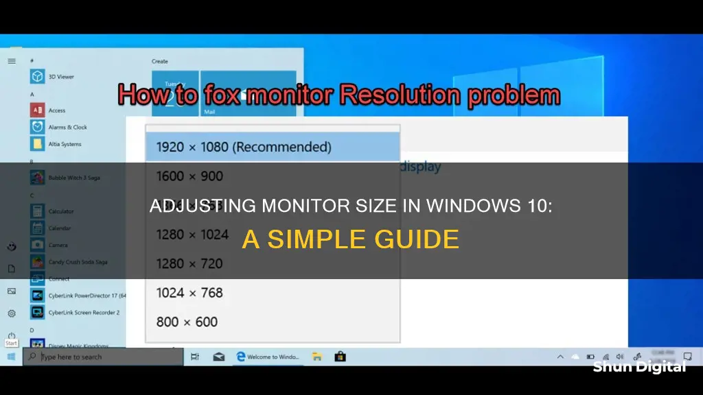 how to reduce monitor size windwos 10