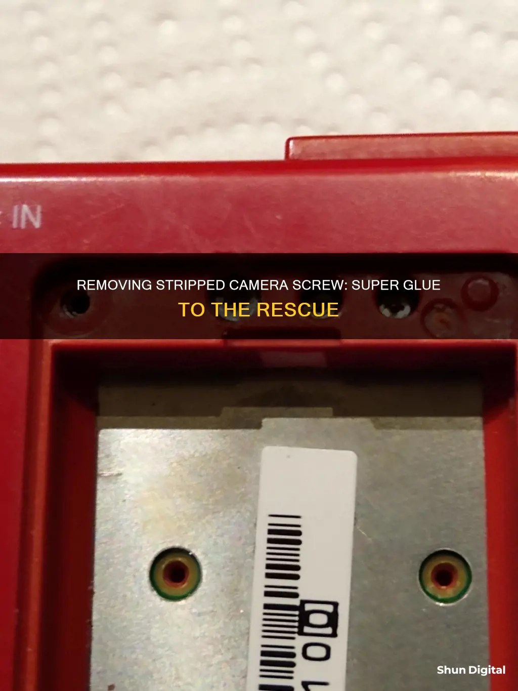 how to remove a stripped camera screw with super glue