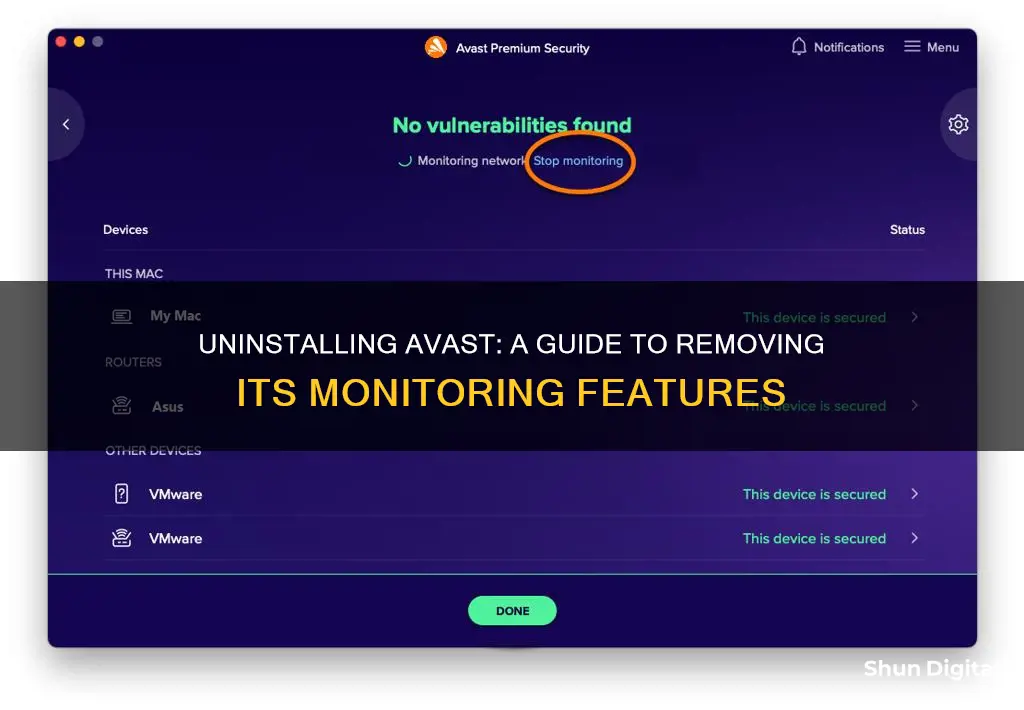 how to remove avast monitoring