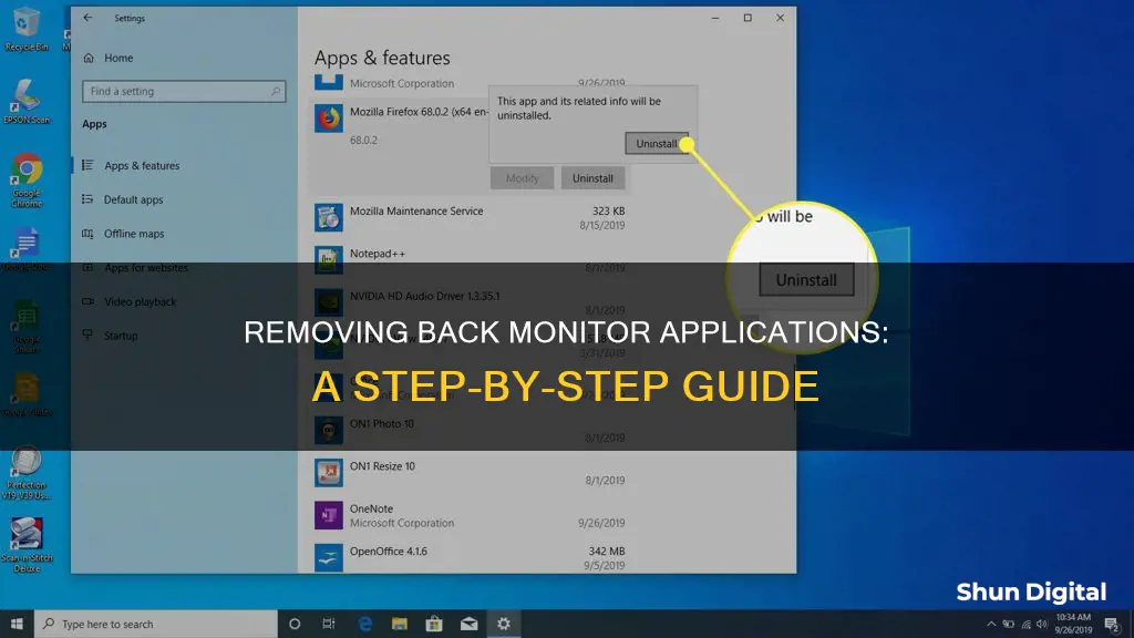 how to remove back monitor application