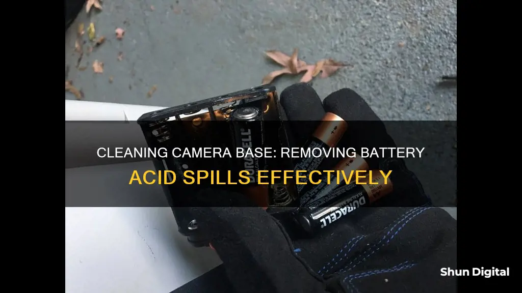 how to remove battery acid from bottom of camera