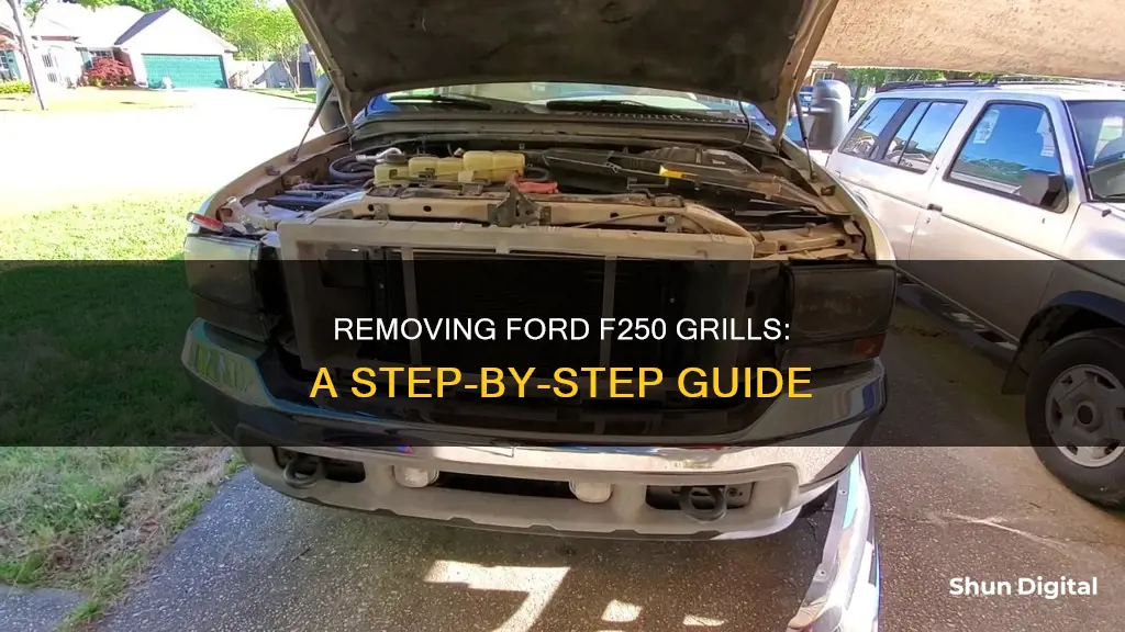 how to remove ford blue oval f250 grill with camera