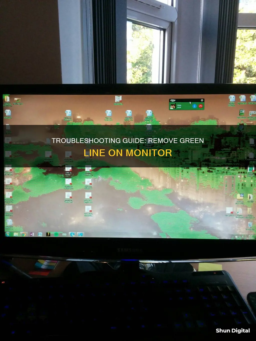 how to remove green line on monitor