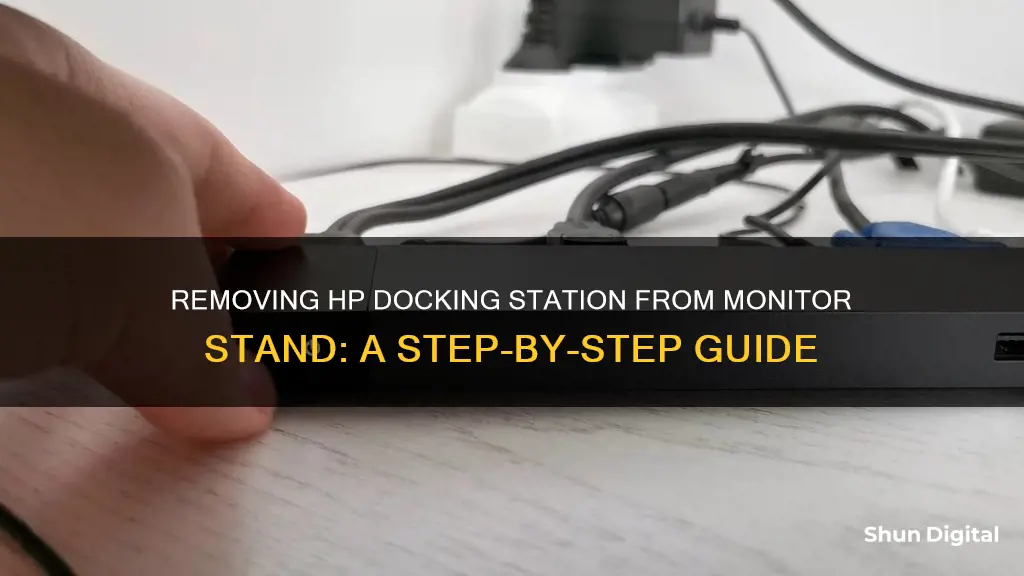 how to remove hp docking station from monitor stand