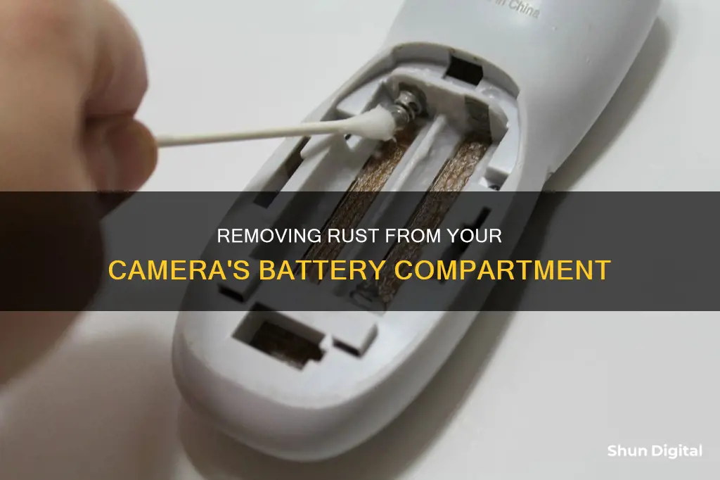 how to remove old battery rust from a camera