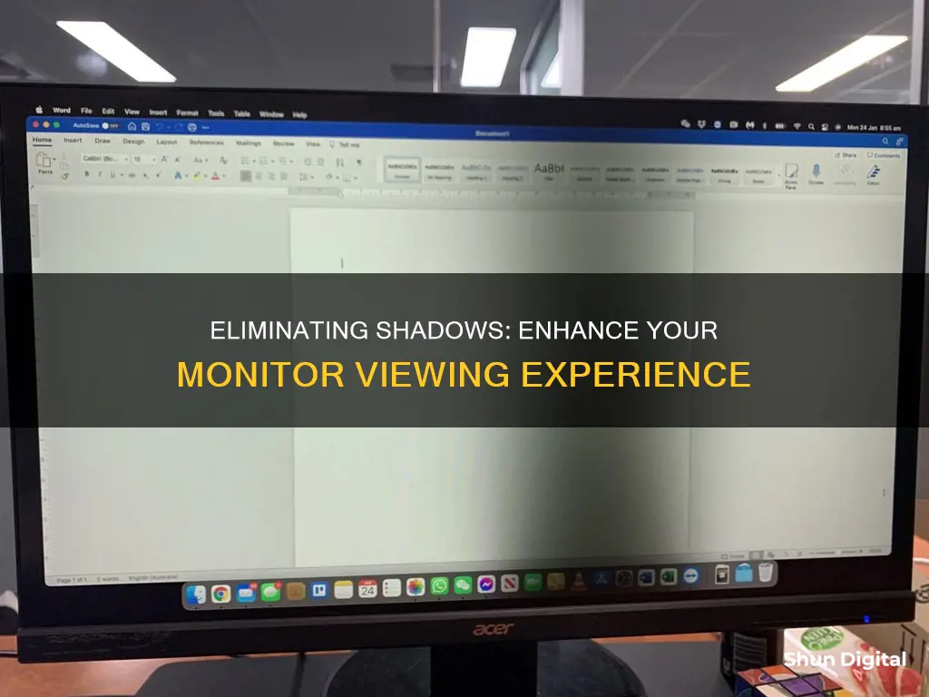 how to remove shadow on monitor