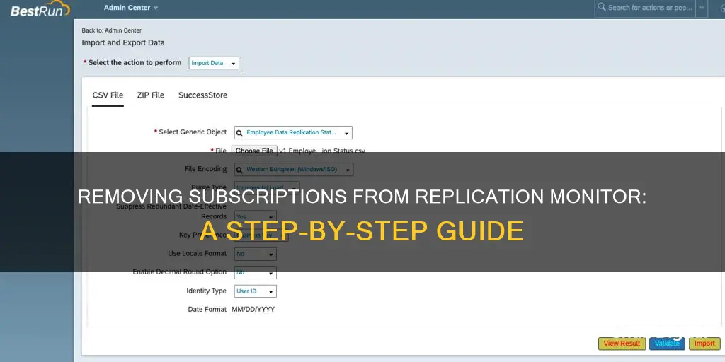 how to remove subscriptions from replication monitor