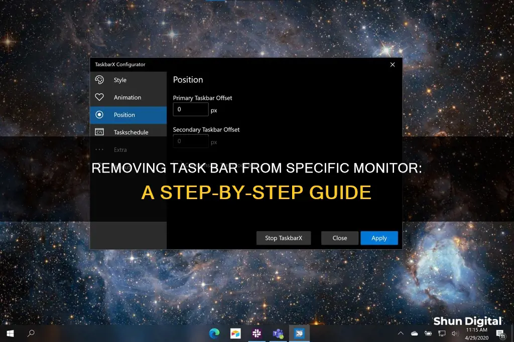 how to remove task bar from specific monitor