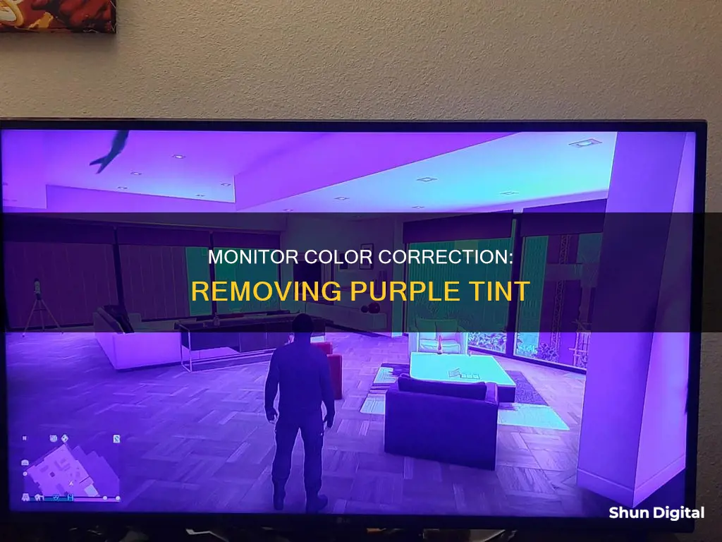 how to remove the purple color from monitor